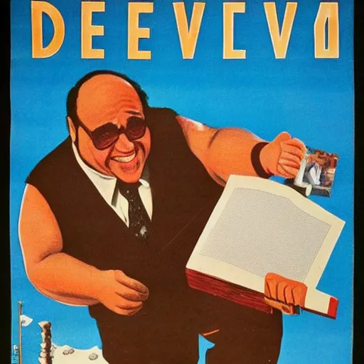 Image similar to Danny devito in a soviet propaganda poster