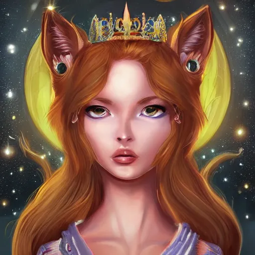 Image similar to tiara, fox wearing a tiara, fantasy art, artstation