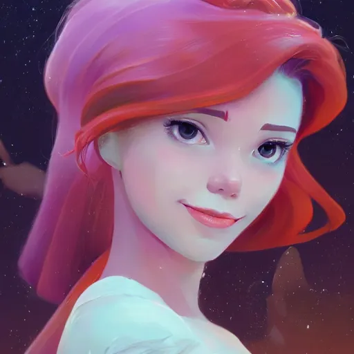 Image similar to painted portrait of princess ariel, fantastically pastel colors, octane render, matte painting concept art, official fanart behance hd artstation by jesper elsing, by rhads and makoto shinkai and lois van baarle and ilya kuvshinov and rossdraws