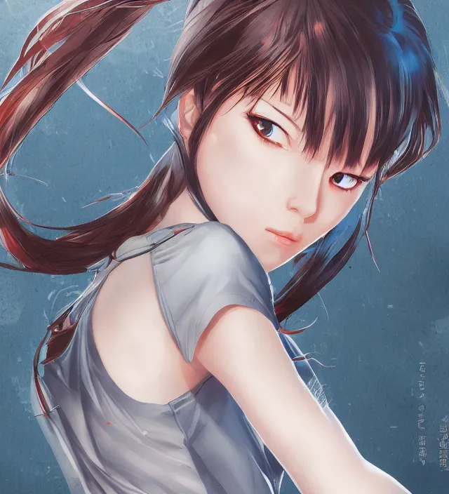 Image similar to hd manga anime half body portrait of a cute young girl in ishikawa ken miura kentaro frank miller jim lee alex ross style detailed trending award winning on flickr pixiv artstation