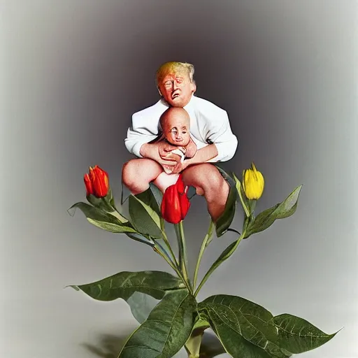 Image similar to Donald Trump in a flower, photographed by Anne Geddes