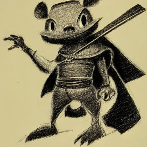 Prompt: milt kahl pencil sketch of a heroic mouse in knight's armor