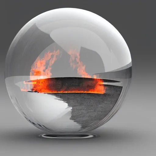 Image similar to fire and haze inside a transparent sphere, vray