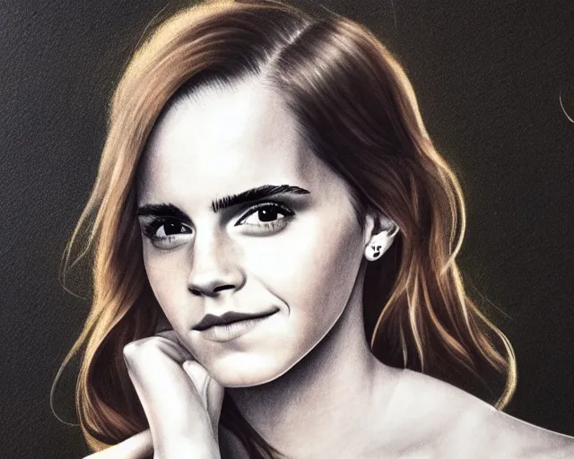 Prompt: emma watson self portrait, detailed, full body