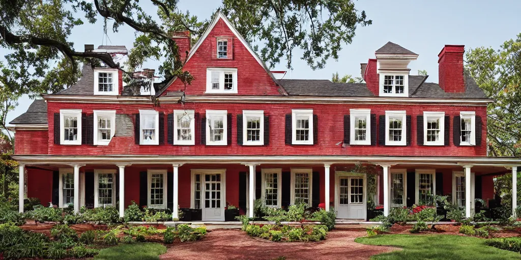 Image similar to red brick wooden cape cod with wood and tile white black mansion by mcalpine house, by jackson & leroy architects