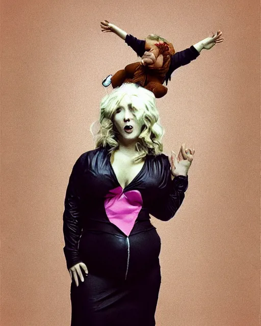 Prompt: anthropomorphic Hippo dressed as madonna ciccone, photograph in the style of Annie Leibovitz