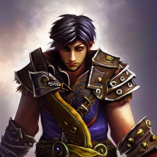 Image similar to hero from fable game series, hyper detailed masterpiece, digital art painting, hyper realism aesthetic