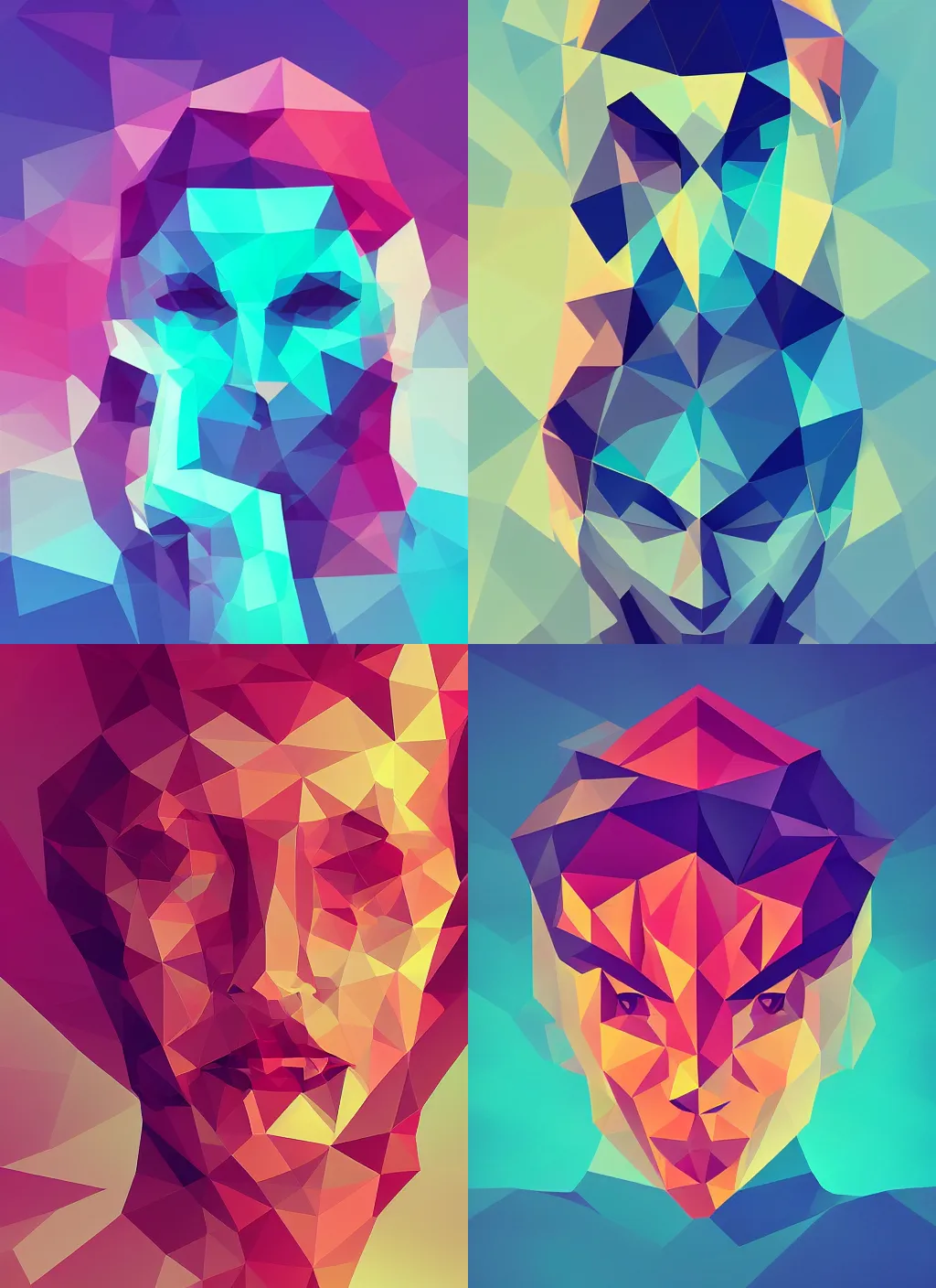 Prompt: geometric polygon portrait in the style of anton fadeev and marevna