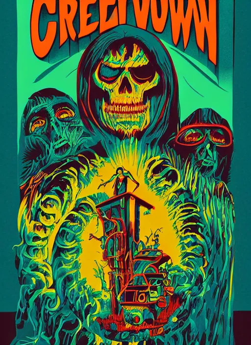 Image similar to Creepshow (1982) movie poster, Kilian Eng, Dan Mumford, detailed