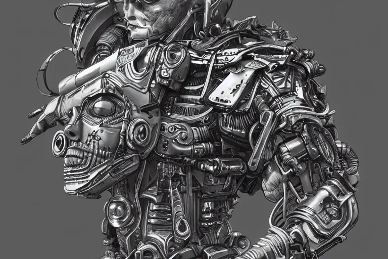 Image similar to “ a extremely detailed stunning portraits of raygun gothic cyborg by allen william on artstation ”