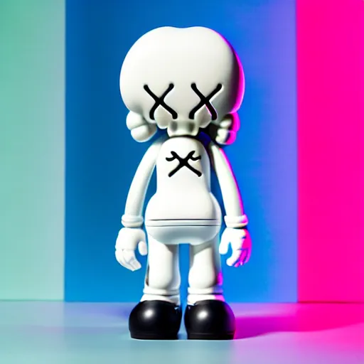 Image similar to an all white art vinyl figure with a microwave oven for a head, in the style of kaws, kidrobot, sket - one x iamretro, kenny wong x pop mart, space molly, frank kozik, guggimon, studio lighting, subsurface diffusion, 8 k - h 7 6 8