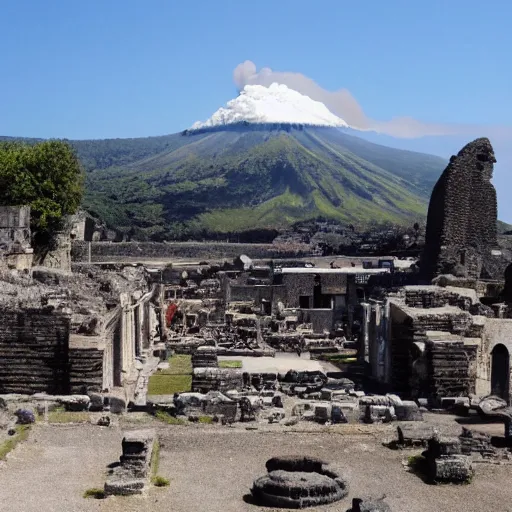 Image similar to ancient Roman city engulfed by volcano