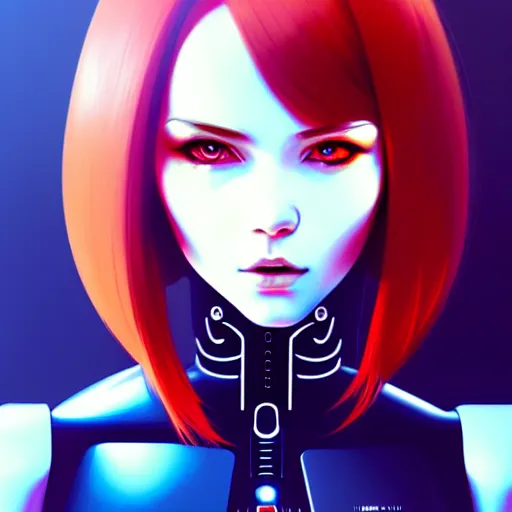 Prompt: a humanoid android woman with integrated cybernetic modifications, cyberpunk art by ilya kuvshinov, trending on cgsociety, computer art, ilya kuvshinov, artstation hd, artstation hq