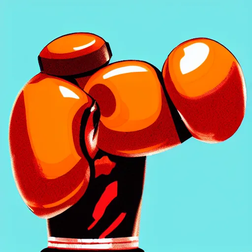 Image similar to bottle of soap, personified, with arms and legs and face, wearing boxing gloves, cartoon, illustration, high - quality, detailed