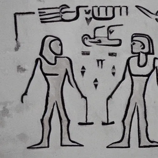 Image similar to gray aliens drawn on a egypt wall