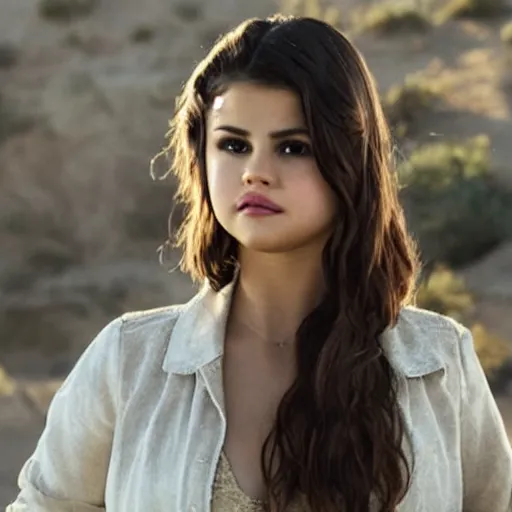 Prompt: still of selena gomez in westworld tv series