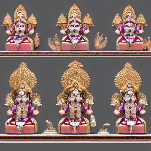 Image similar to 3d render of Idols Indian Gods, Unreal engine, white background, 8k