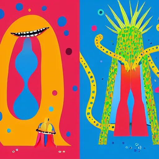 Image similar to adam and eve bigger than godzilla, hohokum art style, smooth painting, each individual seeds have ultra high detailed, 4 k, illustration, comical, acrylic paint style, pencil style, torn cosmo magazine style, pop art style, ultra realistic, underrated, by mike swiderek, jorge lacera, ben lo, tyler west