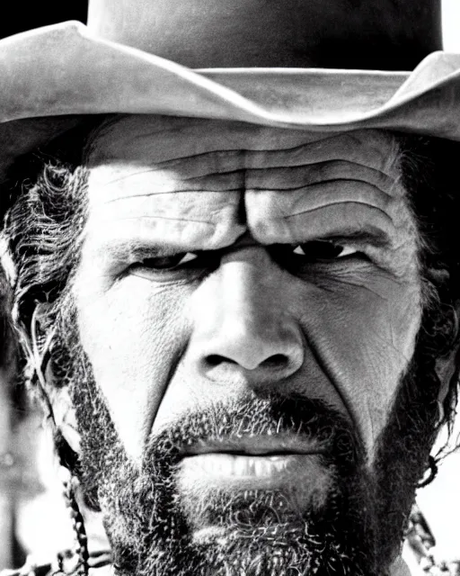 Image similar to film still close up shot of ron perlman in the movie a fistful of dollars. photographic, photography