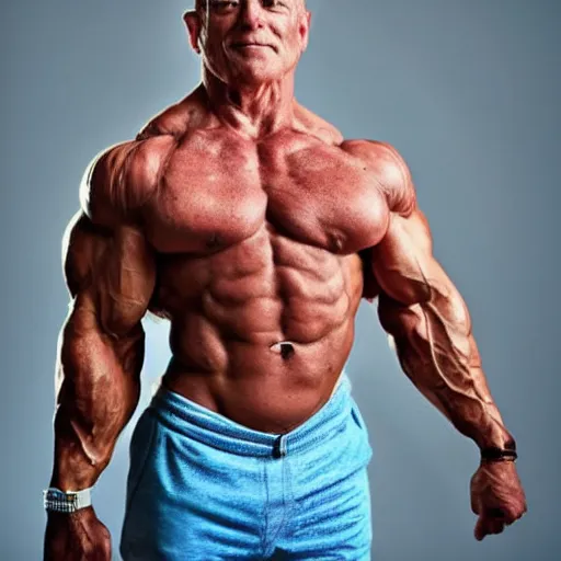 Image similar to huge muscles bodybuilder in the style of a newborn baby, genetically engineered, rippling muscles, huge veins, bulging muscles, ripped, flexing, intense expression, award winning photography, high detail