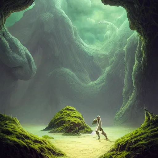 Image similar to A white mafia man with a giant green all-powerful aura surrounding his entire body by andreas rocha and john howe, and Martin Johnson Heade, featured on artstation, featured on behance, golden ratio, ultrawide angle, f32, well composed, cohesive.69:1