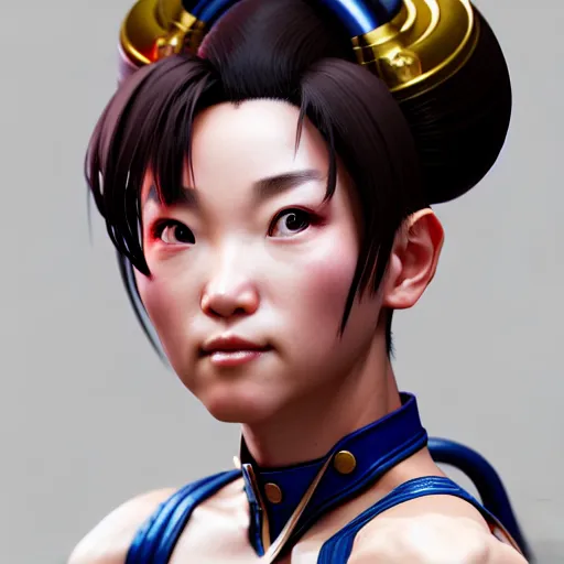 Image similar to portrait of chun li, au naturel, hyper detailed, digital art, trending in artstation, cinematic lighting, studio quality, smooth render, unreal engine 5 rendered, octane rendered, art style by klimt and nixeu and ian sprigger and wlop and krenz cushart.