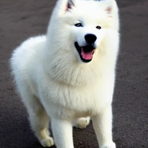 Prompt: Samoyed dog that looks like holum