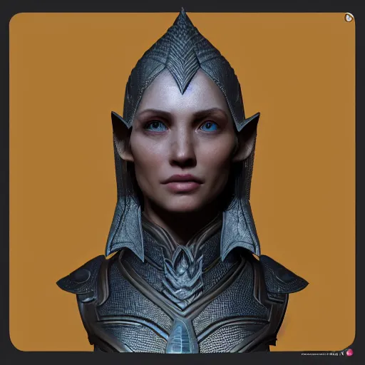 Prompt: Elven armor bust shot, highly detailed, photorealism, substance 3d painter, texturing XYZ, Subsurface scattering, cinematic lighting, Unreal engine 5, octane render, cinema4d, vray, redshift, keyshot, Arnold render, marmoset toolbag, by Harry Osborn artstation