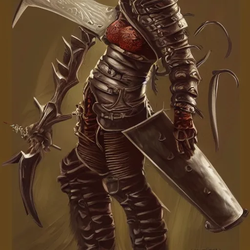 Image similar to character portrait of a crazed female goblin wielding daggers and wearing fully clothed leather armor. d & d. digital painting. high detail. trending on artstation. larry elmore.