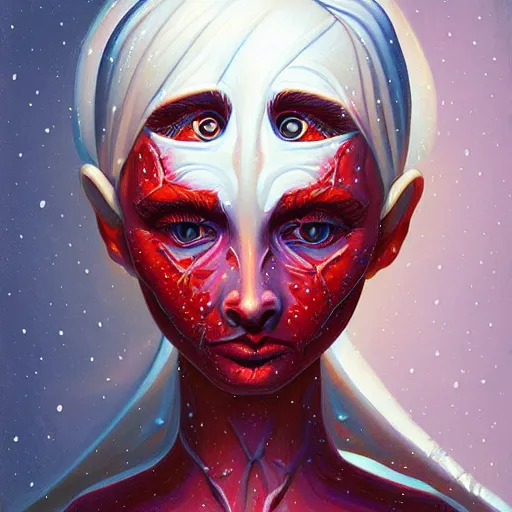 Prompt: Snow Vampire By Casey Weldon and Martine Johana, rich colors, intricate, elegant, highly detailed, centered, digital painting, artstation, concept art, smooth, sharp focus, HDR, illustration