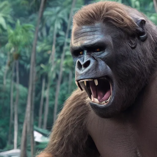 Image similar to a still of from the movie kong : skull island crossover with the movie no country for old men and the movie boys don't cry