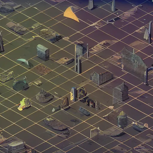 Image similar to isometric sci - fi city by moebius. beautiful high quality render.