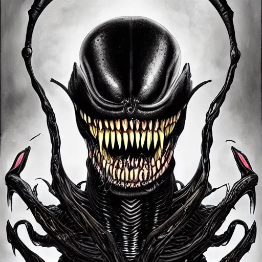 Image similar to Lofi Giger Scorn portrait of Venom Pixar style by Tristan Eaton Stanley Artgerm and Tom Bagshaw