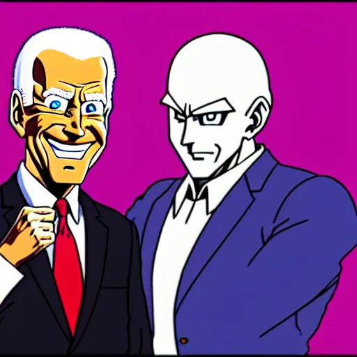 Image similar to : president biden and freeza, anime cartoonstyle, dragonball z