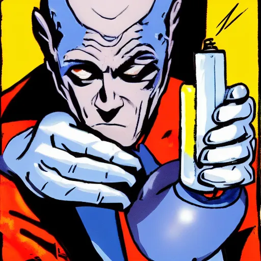 mr freeze holding a compressed air can upside down art Stable Diffusion