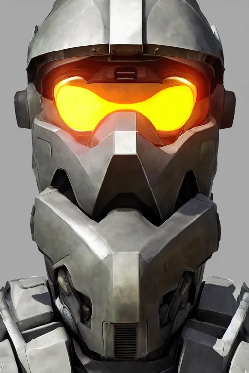 Image similar to robot ninja mask helmet halo master chief radiating a glowing aura global illumination ray tracing hdr fanart arstation by ian pesty and katarzyna da „ bek - chmiel