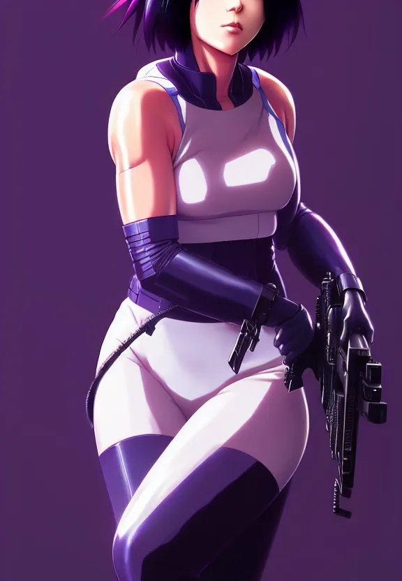 Image similar to a fullbody portrait of motoko kusanagi the major ghost in the shell : : stand alone complex, under repairs, maintenance : : by ilya kuvshinov, rossdraws, artgerm, sola digital arts, anti aliasing, raytracing : :