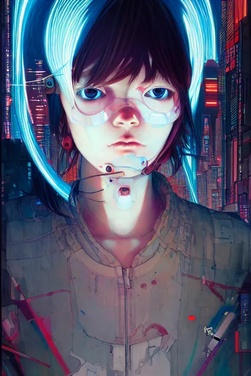 Prompt: prompt : city cyberpunk girl portrait soft light painted by james jean and katsuhiro otomo and erik jones, inspired by akira anime, smooth face feature, intricate oil painting, high detail illustration, sharp high detail, manga and anime 1 9 9 9