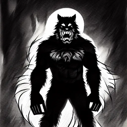 Image similar to in the style of artgerm, steve niles, rafael albuquerque, large hairy werewolf in a shopping mall at night, moody lighting, horror scary terror