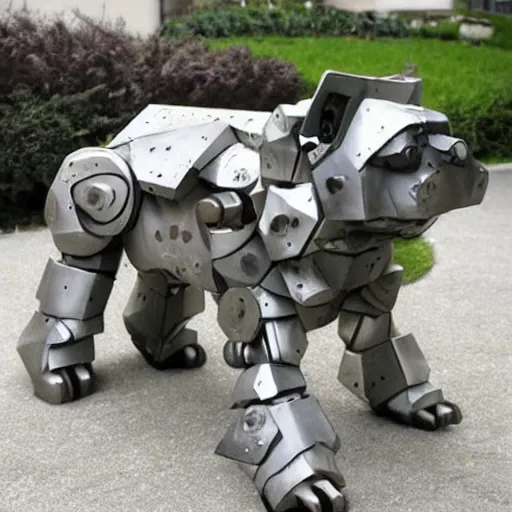 Prompt: hybrid of a cyborg dog and a stone golem.