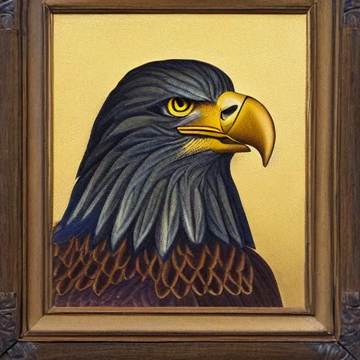 Image similar to eagle wearing kofiah, oil painting