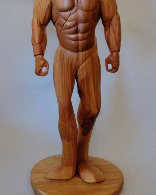 Prompt: a crude wooden carved statue of dwayne the rock johnson, ebay listing, product picture, advertisement, thumbnail