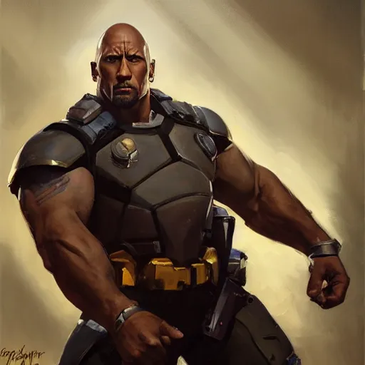 Prompt: greg manchess portrait painting of fully armored the foundation aka dwayne the rock johnson as overwatch character, medium shot, asymmetrical, profile picture, organic painting, sunny day, matte painting, bold shapes, hard edges, street art, trending on artstation, by huang guangjian, gil elvgren, ruan jia, greg rutkowski, gaston bussiere