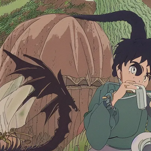 Image similar to a dragon made a straw, studio ghibli