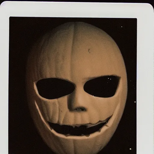 Prompt: polaroid of a creepy halloween mask