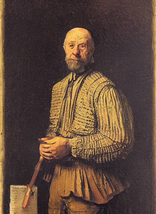Prompt: a portrait of a school teacher in full colour, in the style of, Rembrandt and Ernst Haeckel,