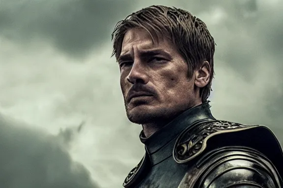 Image similar to very very intricate photorealistic photo of jaime lannister fighting cersei, photo is in focus with detailed atmospheric lighting, award - winning details