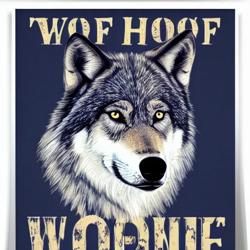Prompt: a professional poster of a wolf with the word Regales written on it, 8K, HD, highly detailed n -4