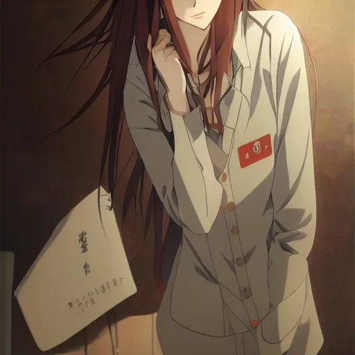 Prompt: kurisu makise steins gate anime, atmospheric, elegant, super highly detailed, professional digital painting, artstation, concept art, 8k, art by wlop, artgerm and alphonse mucha and eiichiro oda shinkai makoto vibrant Studio ghibli kyoto animation hideaki anno Sakimichan Stanley Artgerm Lau Rossdraws James Jean Marc Simonetti