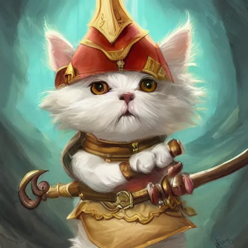 Prompt: cute little anthropomorphic a Maltese Terrier and a tabby cat, wielding a magic staff, tiny, small, short, Wizard robe, cute and adorable, pretty, beautiful, DnD character art portrait, matte fantasy painting, DeviantArt Artstation, by Jason Felix by Steve Argyle by Tyler Jacobson by Peter Mohrbacher, cinema